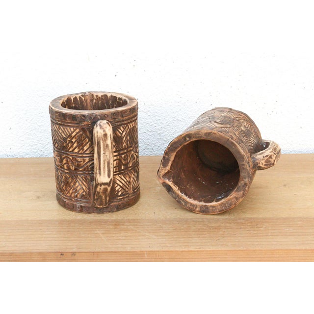Set of Two, Handcarved Tribal Vessels For Sale - Image 4 of 5