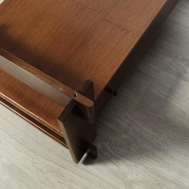 Mid-Century Wood and Smoked Glass Coffee Table, Italy, 1960s For Sale - Image 9 of 11