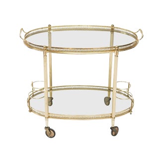 1960's Petite Brass Bar Cart For Sale