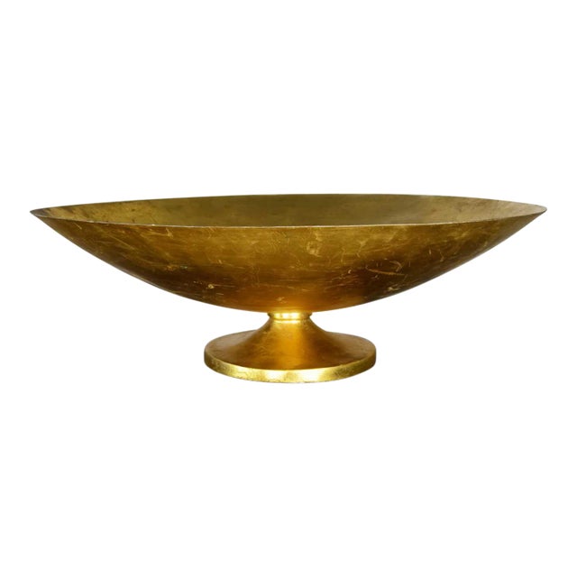 Late 20th Century Monumental Four Foot Diameter Fiberglass Gold Leaf Footed Bowl Store Display For Sale