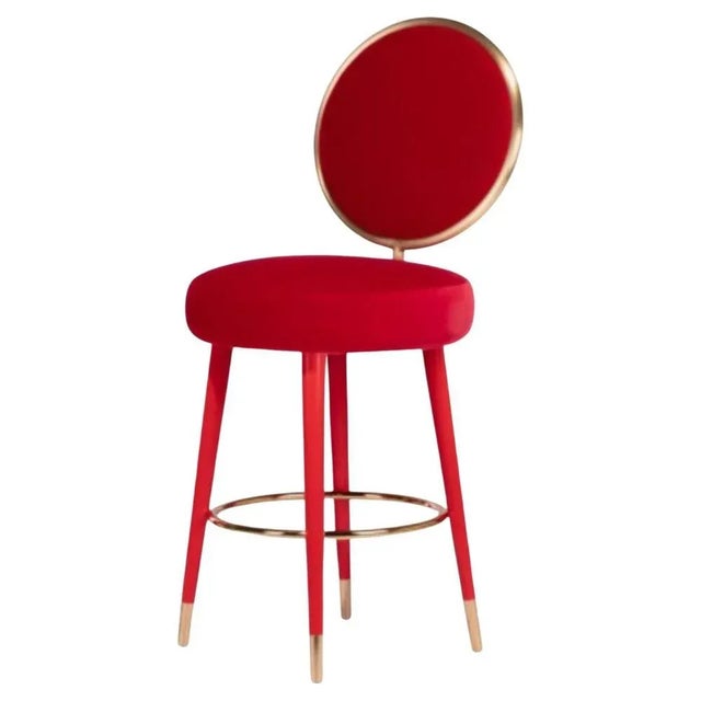Copper Graceful Counter Stool in Red by Royal Stranger For Sale - Image 8 of 8