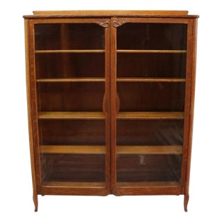 Oversized Antique Hersee & Co. Oak 2-Door Bookcase Signed C1910 For Sale