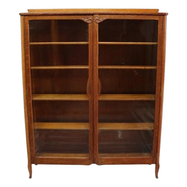 Oversized Antique Hersee & Co. Oak 2-Door Bookcase Signed C1910 For Sale