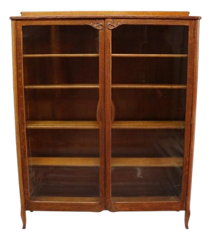 Oversized Antique Hersee & Co. Oak 2-Door Bookcase Signed C1910
