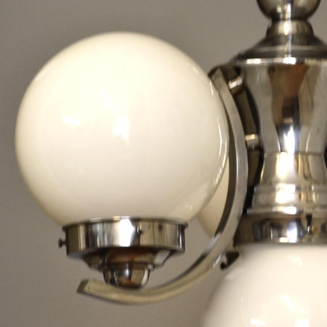 1930s Vintage Bauhaus Glass Chandelier, 1930s For Sale - Image 5 of 11