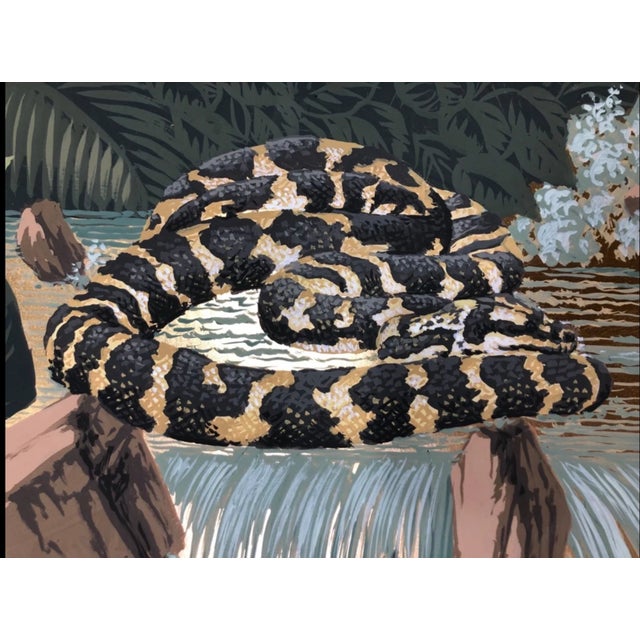 Chinoiserie Tropical Scenic Mural Panel, Wildlife Jungle on Gilded Background For Sale - Image 4 of 4