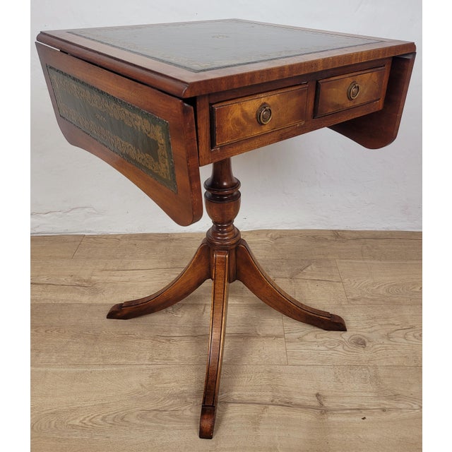 Side Table with Drop Leaf and Leather by Bevan Funnell, 1950s For Sale - Image 6 of 17