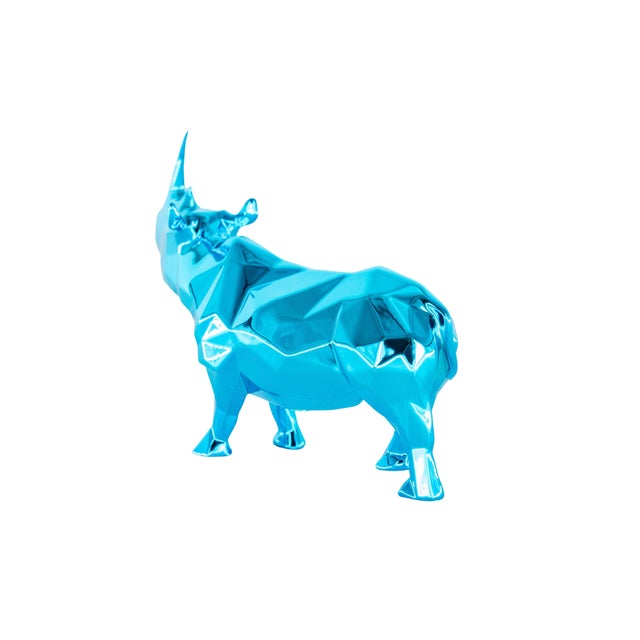 Azure Resin Rhino Spirit from Richard Orlinski For Sale - Image 4 of 9