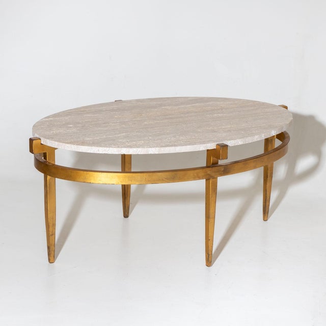 Oval Coffee Tables with Travertine Tops, Italy 1970s For Sale - Image 4 of 9