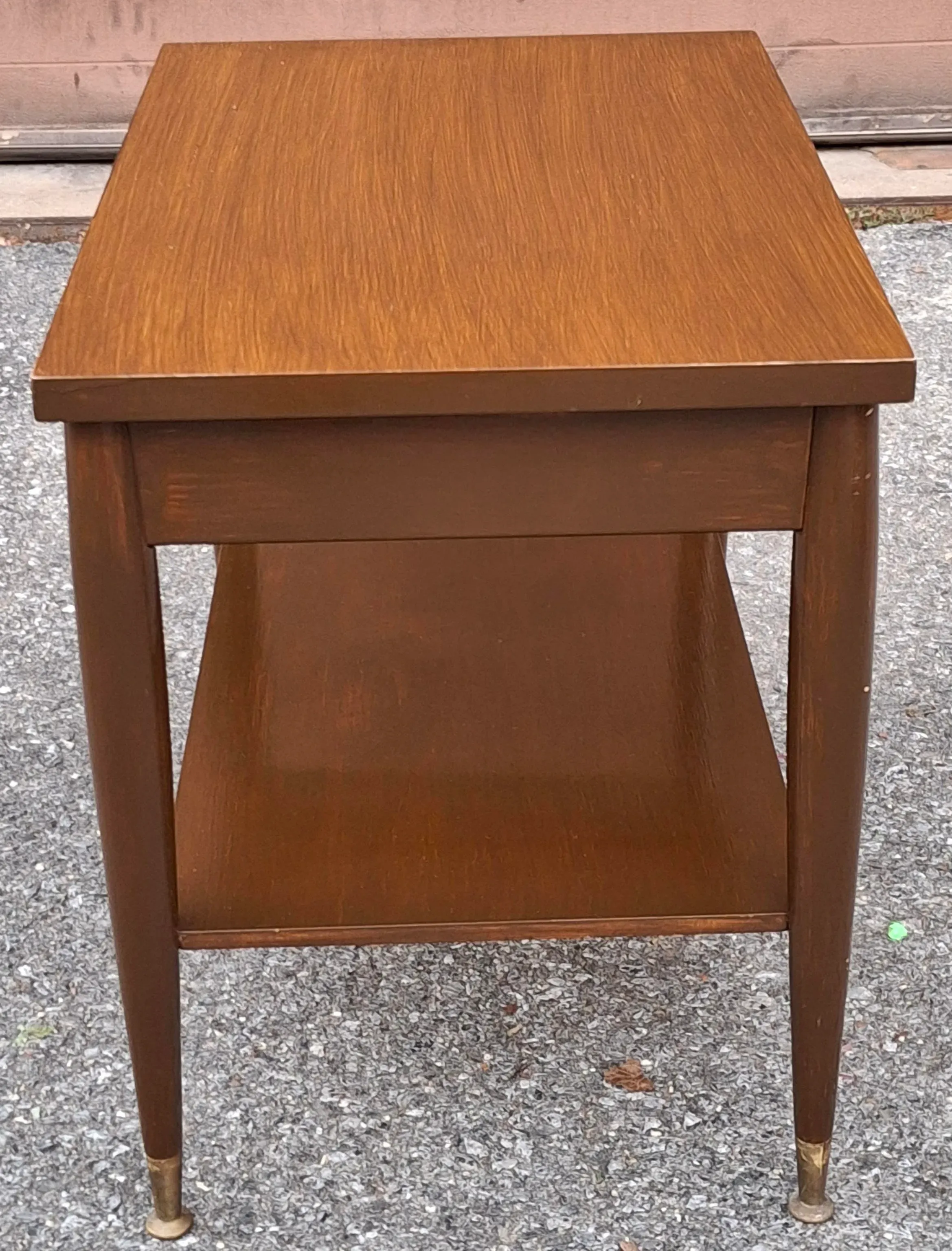 1950s Mersman Furniture Varnished Walnut and Fluted Brass Legs