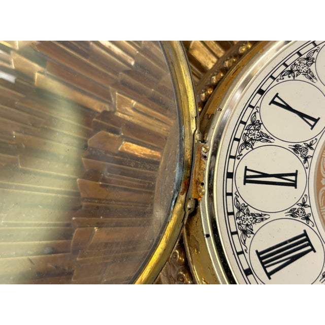 Vintage Circa 1969 Syroco Mid Century Modern Starburst Wall Clock in Antique Gold Finish For Sale - Image 14 of 18