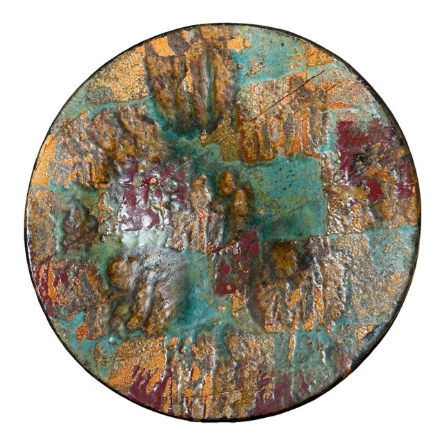 Large Vintage Handmade John Shedd Pottery Gazed Centerpiece Dish Charger Plate For Sale