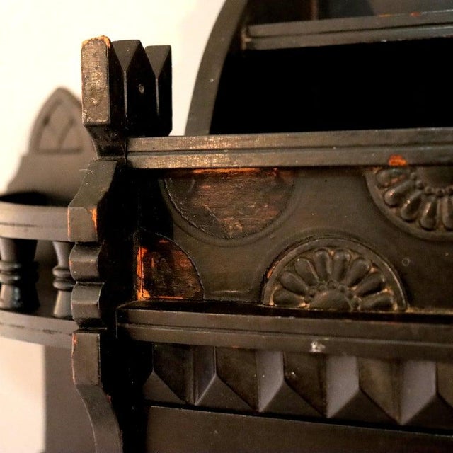 Black Antique Kimble & Cabus Attr Aesthetic Movement Ebonized Wall Cabinet C1870, Attributed For Sale - Image 8 of 14