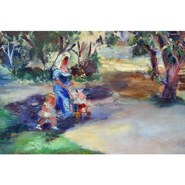 Abstract Mid Century Figurative Landscape -- Stroll in the Park by Frances Beatrice Lieberman For Sale - Image 3 of 3