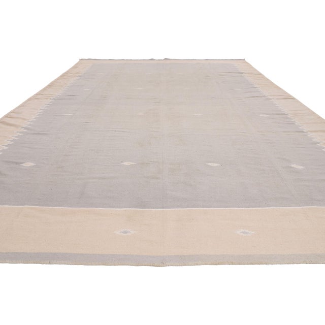 Mid-Century Modern Vintage Indian Dhurrie Rug, 08'02 X 14'02 For Sale - Image 3 of 10