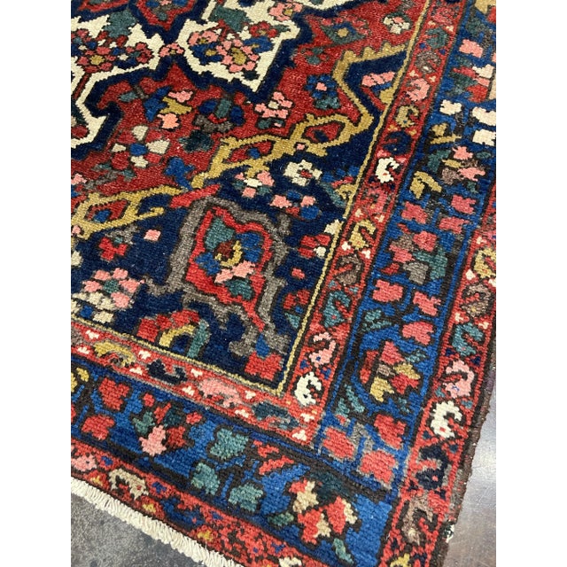 Textile 1990s Old Persian Bakhtiari Area Rug 4'7" X 6'6" For Sale - Image 7 of 7