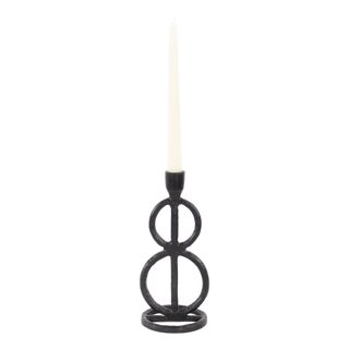 Double Circle Arman Aluminum Candlestick in Black For Sale