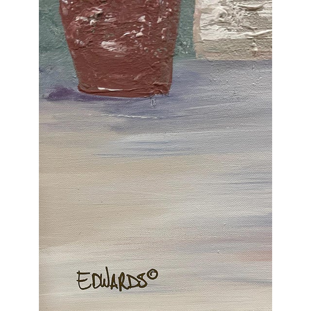 Vintage Signed “Edwards” Garden Scene Painting For Sale - Image 4 of 4