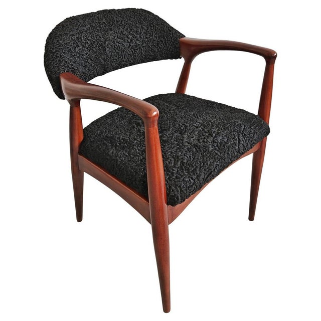 Mid-Century Modern Armchair Upholstered in Astrakhan Fur, Yugoslavia, 1960s For Sale - Image 14 of 14