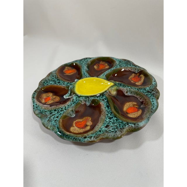 Vallauris 1950s French Vallauris Majolica Oyster Plate For Sale - Image 4 of 12