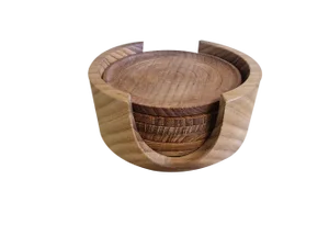 Glass Coasters in Teak, 1960s, Set of 7