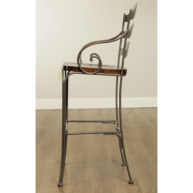 Ethan Allen "Legacy" French Country Style Set 4 Iron, Wood Seat Bar