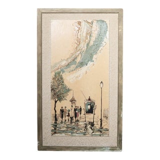 1970s Listed American Artist Elmo Gideon Fine Original Oil French Street Scene For Sale