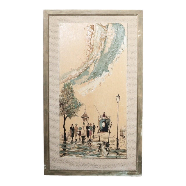 1970s Listed American Artist Elmo Gideon Fine Original Oil French Street Scene For Sale