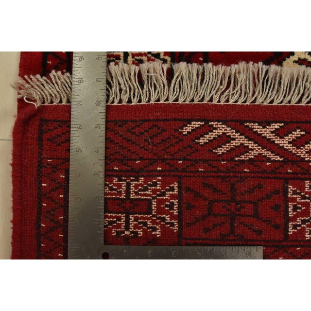 Turkmen Runner 2’7” X 9’6” Red Wool Vintage Tribal Hand-Knotted Oriental Rug For Sale - Image 11 of 11