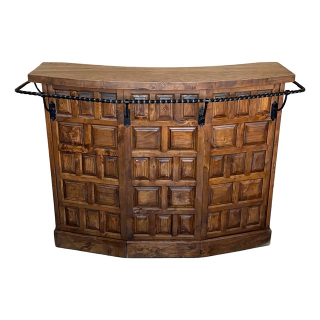 Spanish Carved Walnut Draper’s Counter, Castilian Revival, 1930s For Sale