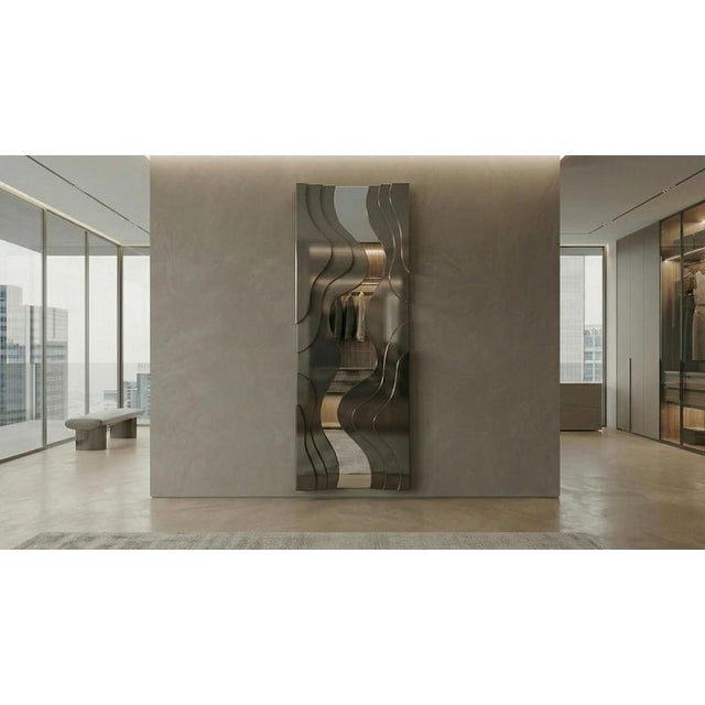 Clelia Rectangular Floor Mirror in Fiber Wood and Metallic Coating by Wedo For Sale - Image 9 of 18
