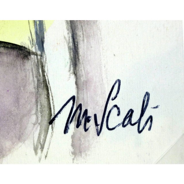 Bright colors transcend the traditional still-life to animate this string instrument and opened book. Gouache by the...