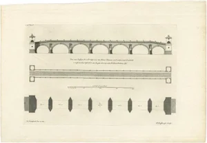 Colen Campbell, Illustration of a Design for a Bridge Across the Thames, London, England, 1725, Print