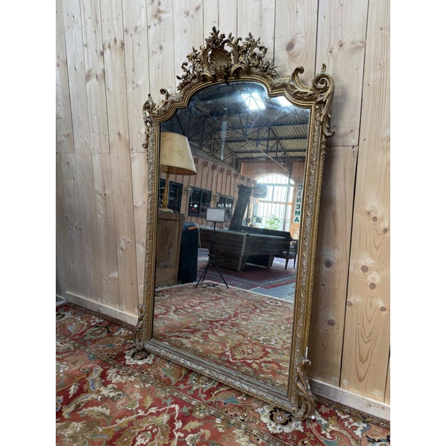 Napoleon III Mirror in Wood and Gilded Stucco For Sale - Image 4 of 9