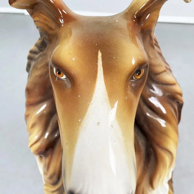 Ceramic Italian Modern Ceramic Sculpture of Sitting Collie Dog, 1970s For Sale - Image 7 of 16