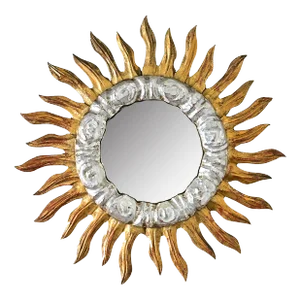 Italian 19th Century Gilt & Silver-Leaf Starburst Mirror