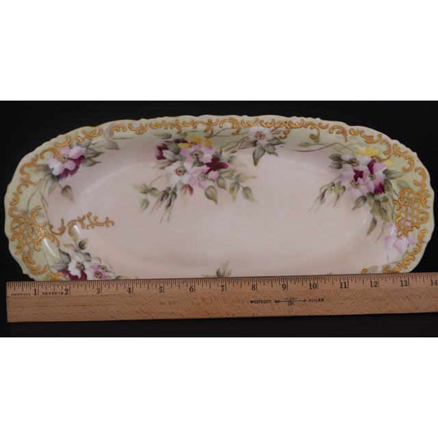 Ceramic Antique Haviland Limoges Hand Painted Floral Relish / Serving Tray With Heavy Gilt Decoration Circa 1890–1910 For Sale - Image 7 of 7