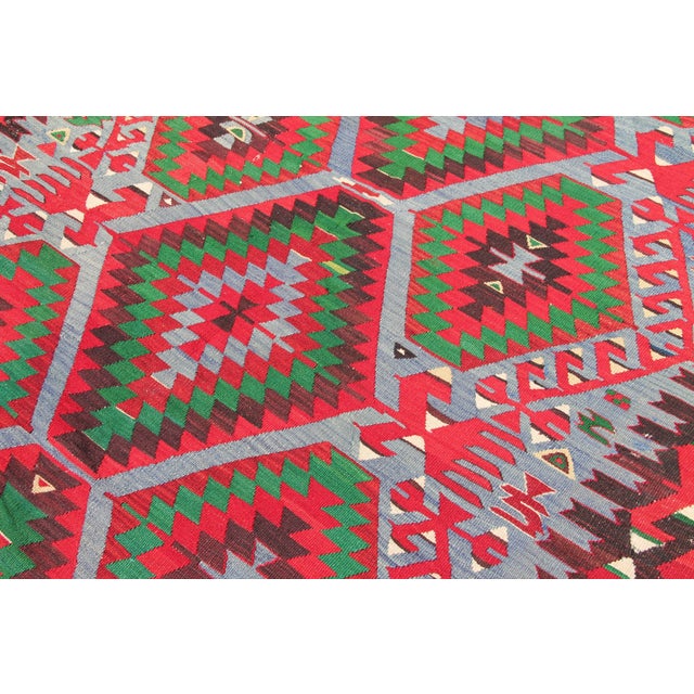 1960's Vintage Hand Woven Kilim Rug - 63" X 120" For Sale - Image 9 of 10