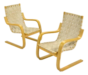 Alvar Aalto Model 406 Lounge Chairs (Pair)
