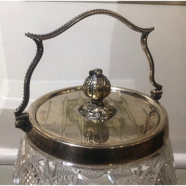 Antique Cut Crystal & Silver Plate English Biscuit Jar Chairish