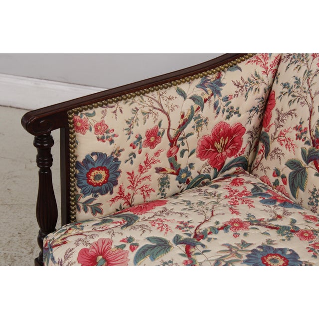 Hickory Chair Mahogany Frame Sheridan Style Loveseat Settee For Sale - Image 10 of 17