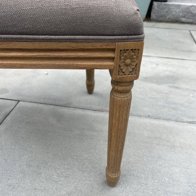 Restoration Hardware Custom Louis XVI Dining Chairs – Set of 6, Belgian Linen, Weathered Oak For Sale In Nantucket - Image 6 of 11