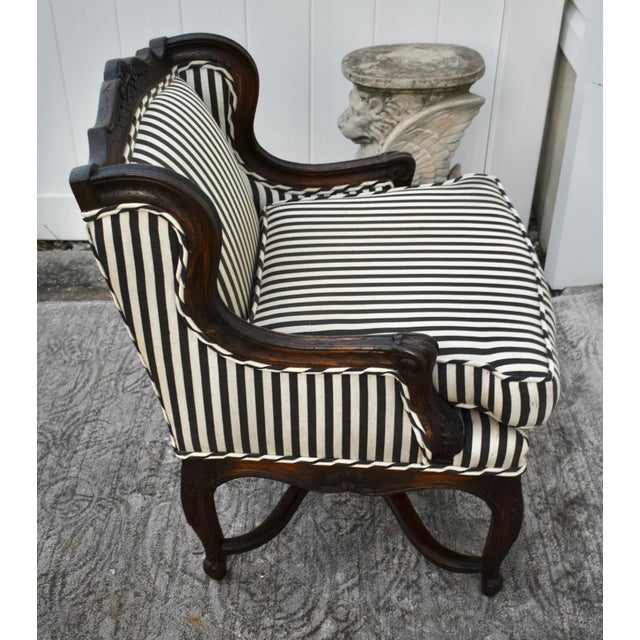 Vintage Carved Oak Country French Style Boudoir Chair For Sale - Image 9 of 12