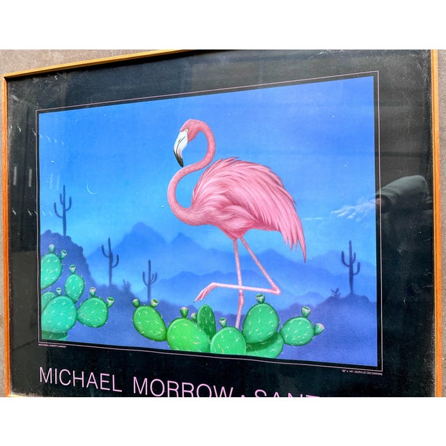 1980s Original Poster Nocturnal Desert, Flamingo, by Michael Morrow, Santa Fe For Sale - Image 12 of 12