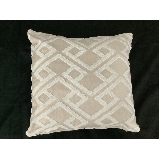 Geometric Embroidered Decorative Pillow Euro Sham Cover For Sale In New York - Image 6 of 6