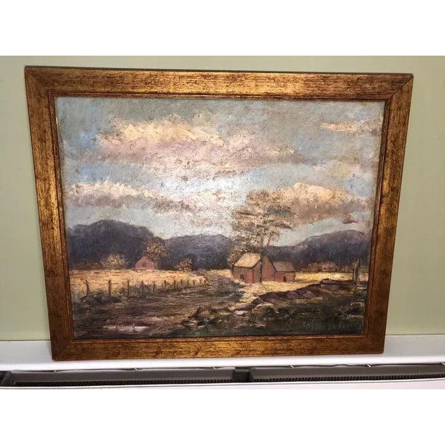 Signed Alice LeFevre oil on board of pastoral New England. Nice impasto pastoral piece of cornfields, a barn and farmland....