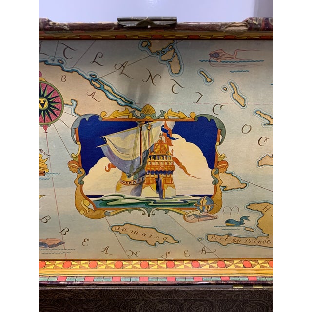 Mid 20th Century Mid 20th Century Vintage Lithographic Cardboard Game Chest For Sale - Image 5 of 8
