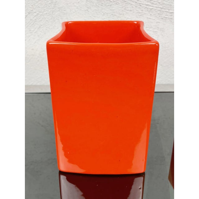 Orange Ceramic Vase by Franco Bettonica for Gabbianelli, Italy, 1970s, Set of 2 For Sale - Image 10 of 15