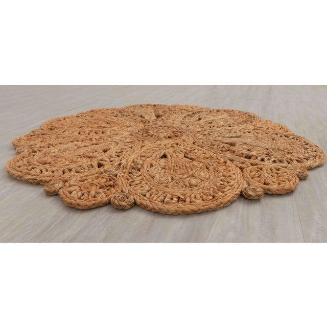 Handwoven Natural Jute Round Rug -4 Foot For Sale - Image 4 of 8