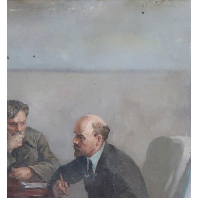 Campaign 1970s Vladimir Lenin Portrait, Original Socialist Realism Oil Painting For Sale - Image 3 of 6